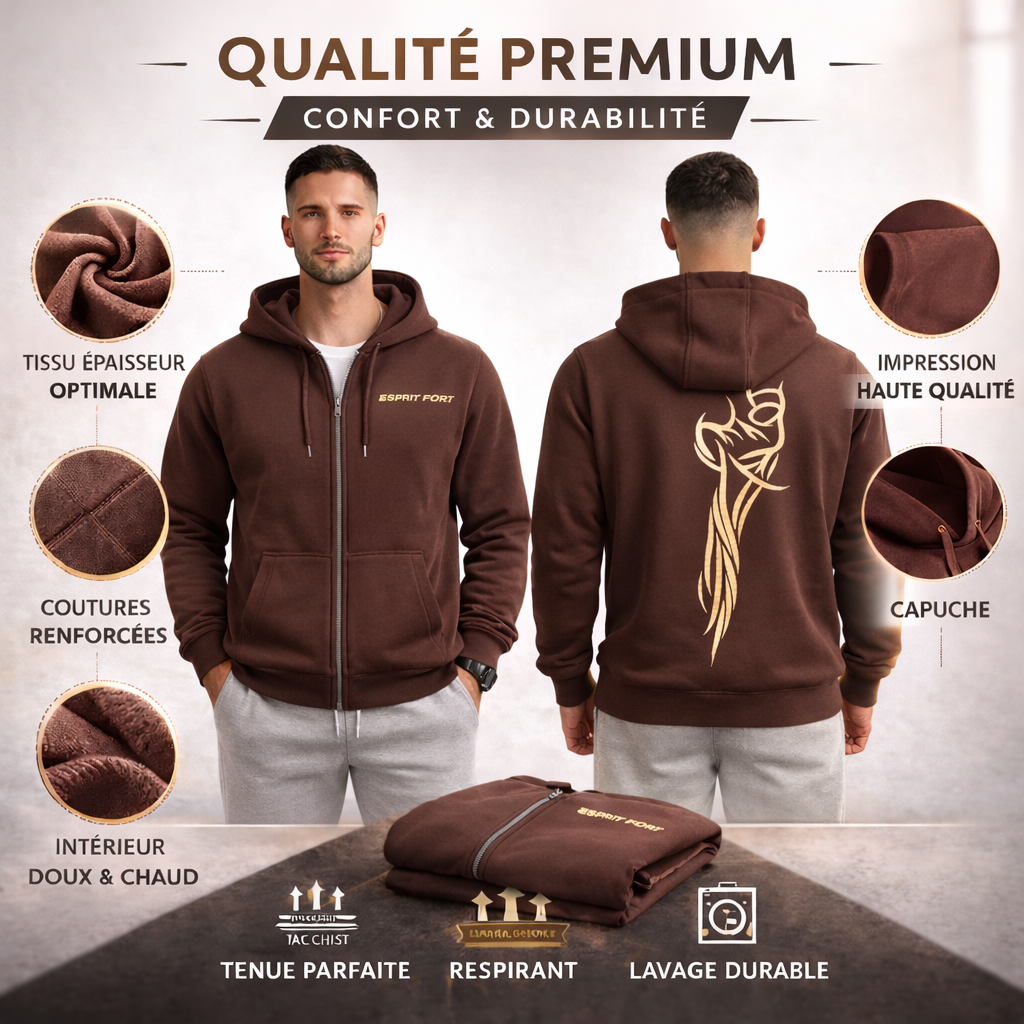 Sweat à capuche marron coupe large homme – Hoodie streetwear taille américaine – ESPRIT FOR