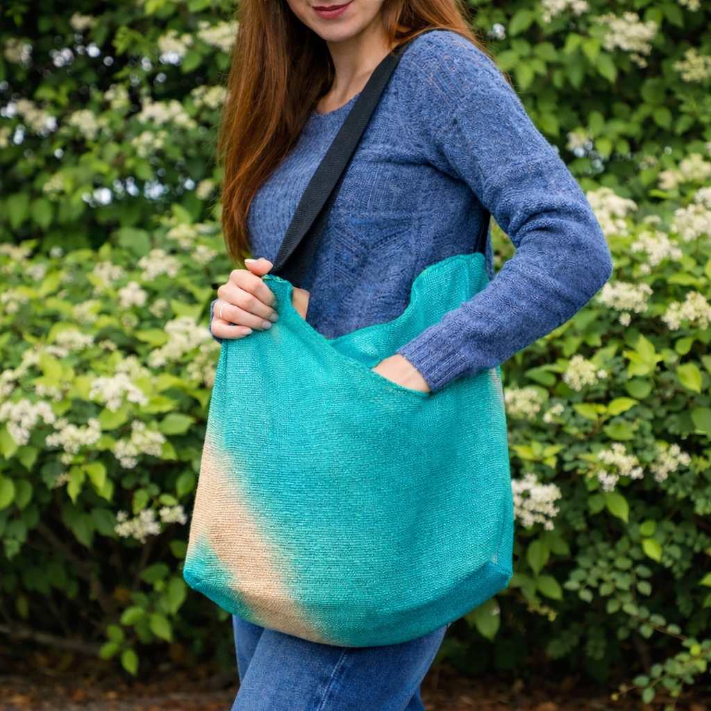 Sac Bohème en Coton Recyclé - Turquoise