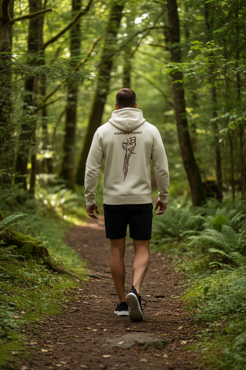 Hoodie Sand Esprit Fort – mannequin dos logo en nature